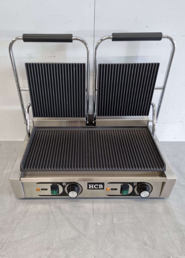 HCB Acier inoxydable Gril à double contact Gril à panini Ribbed/Ribbed 230V Horeca – Image 5