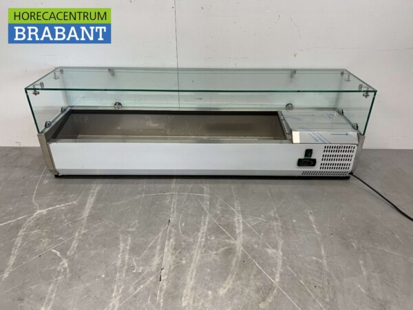 Vitrine de comptoir en acier inoxydable Countertop chiller saladière 6 x 1/4 GN 140 cm Horeca