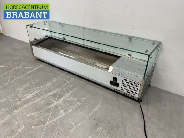 Vitrine de comptoir en acier inoxydable Countertop chiller saladière 6 x 1/4 GN 140 cm Horeca – Image 2
