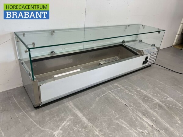 Vitrine de comptoir en acier inoxydable Countertop chiller saladière 6 x 1/4 GN 140 cm Horeca – Image 3