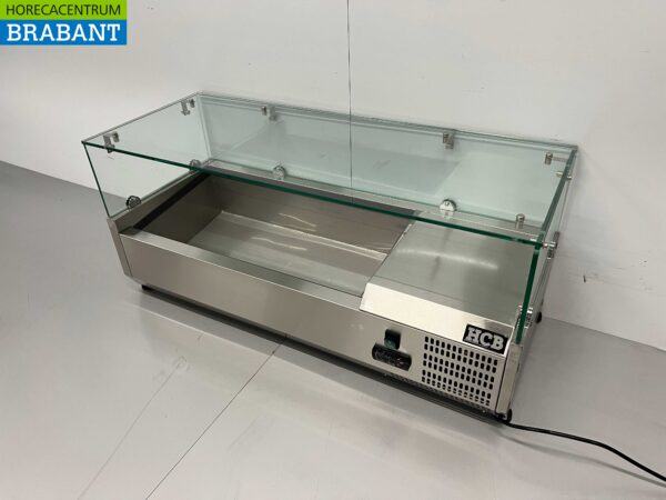 Vitrine en acier inoxydable Au-dessus de la vitrine réfrigérée saladière 2 x 1/3 et 1 x 1/2 GN 100 cm Horeca – Image 3