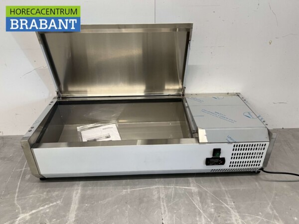 Vitrine en acier inoxydable Au-dessus de la vitrine réfrigérée saladière 2 x 1/3 et 1 x 1/2 GN 100 cm Horeca – Image 4
