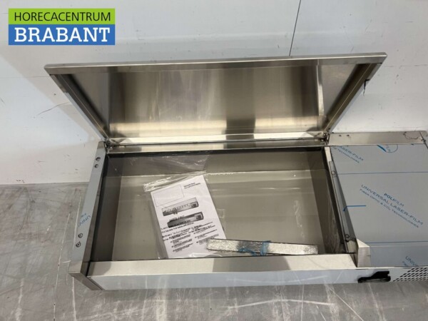 Vitrine en acier inoxydable Au-dessus de la vitrine réfrigérée saladière 2 x 1/3 et 1 x 1/2 GN 100 cm Horeca – Image 5