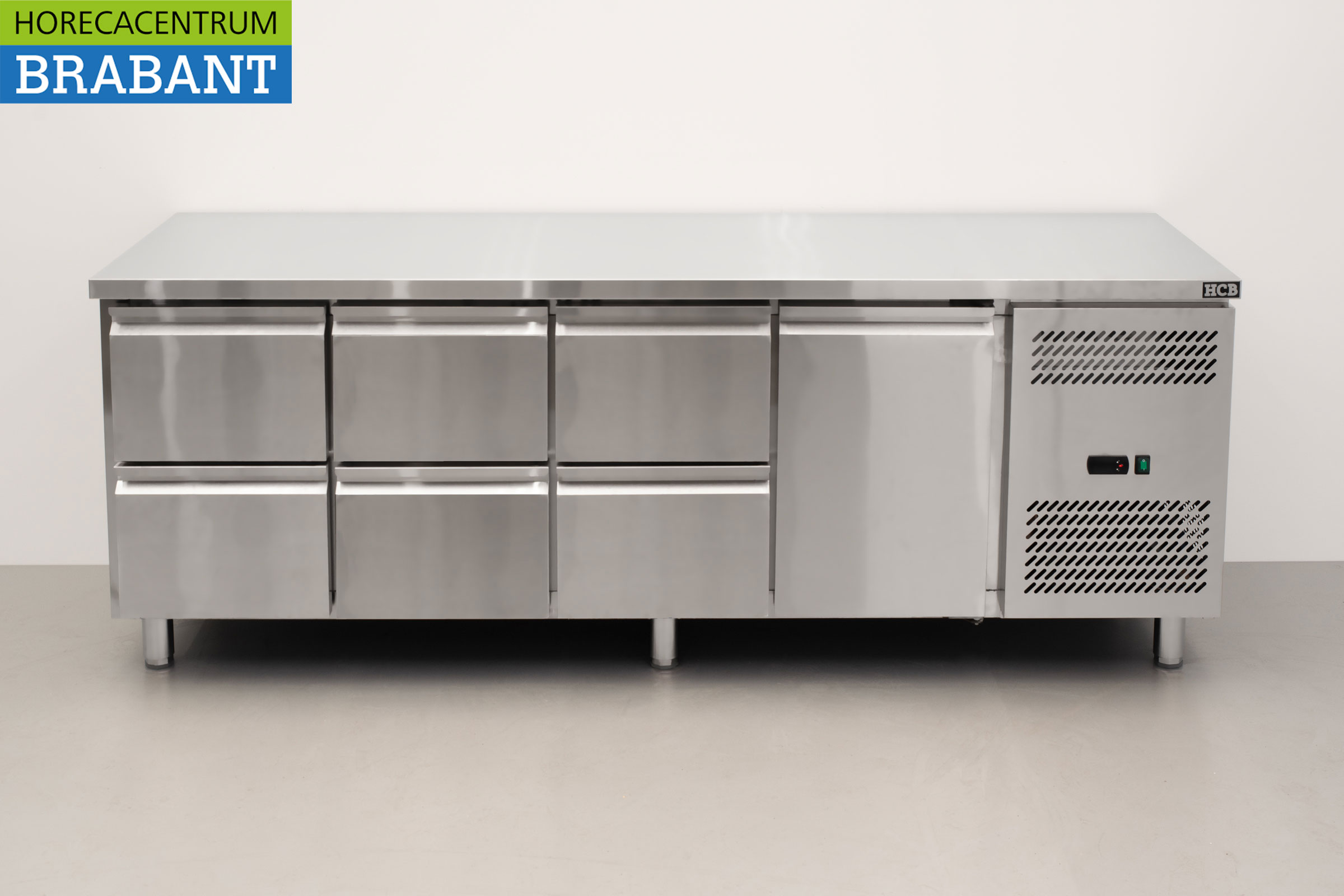 Etabli réfrigéré HCB en acier inoxydable 6 tiroirs et 1 porte 223 cm 230V Horeca