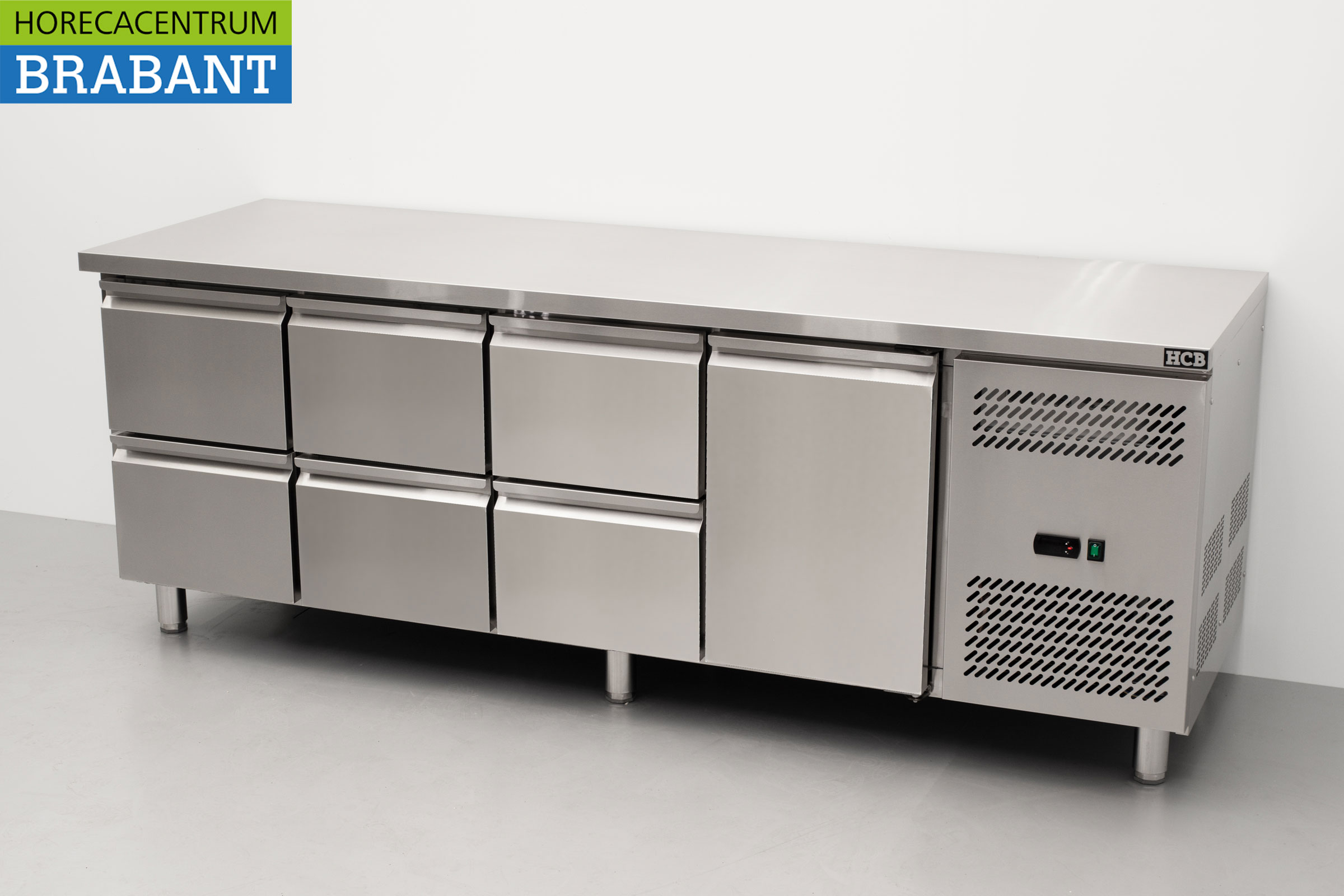 Etabli réfrigéré HCB en acier inoxydable 6 tiroirs et 1 porte 223 cm 230V Horeca – Image 2