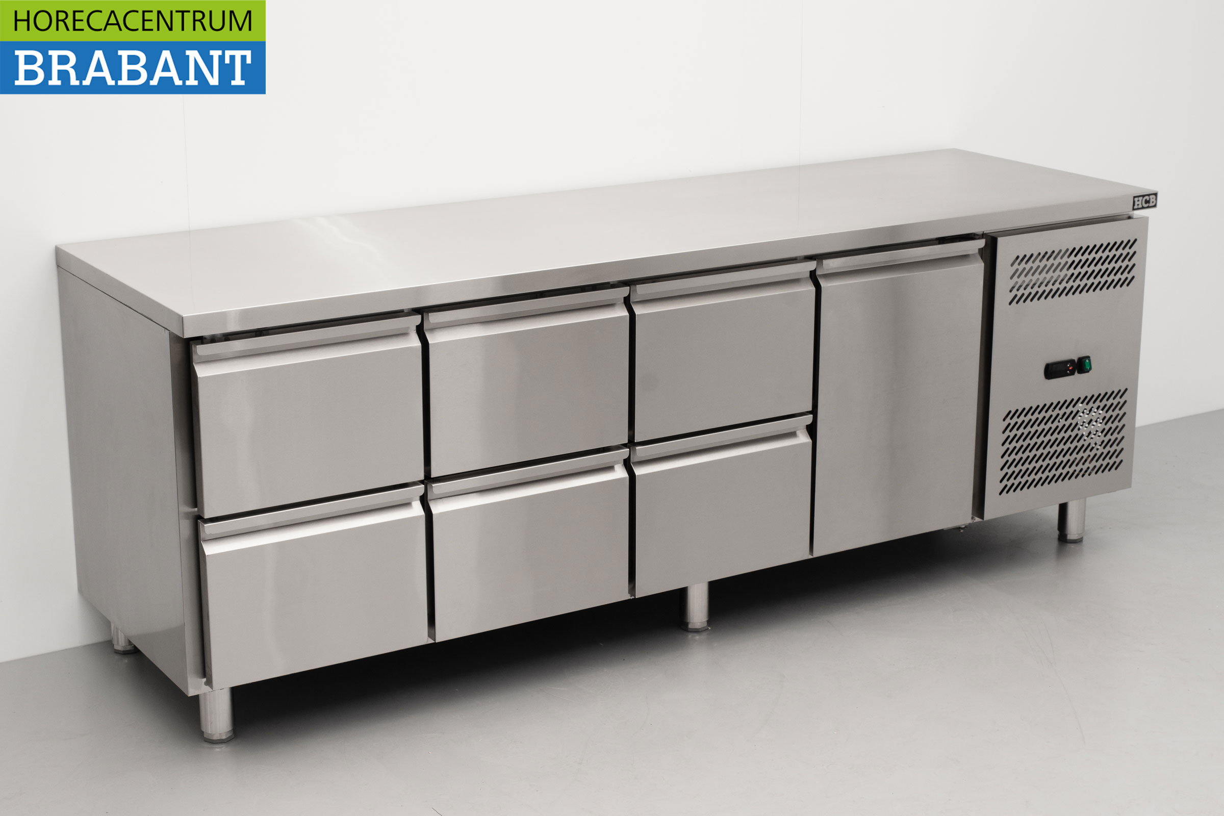 Etabli réfrigéré HCB en acier inoxydable 6 tiroirs et 1 porte 223 cm 230V Horeca – Image 3