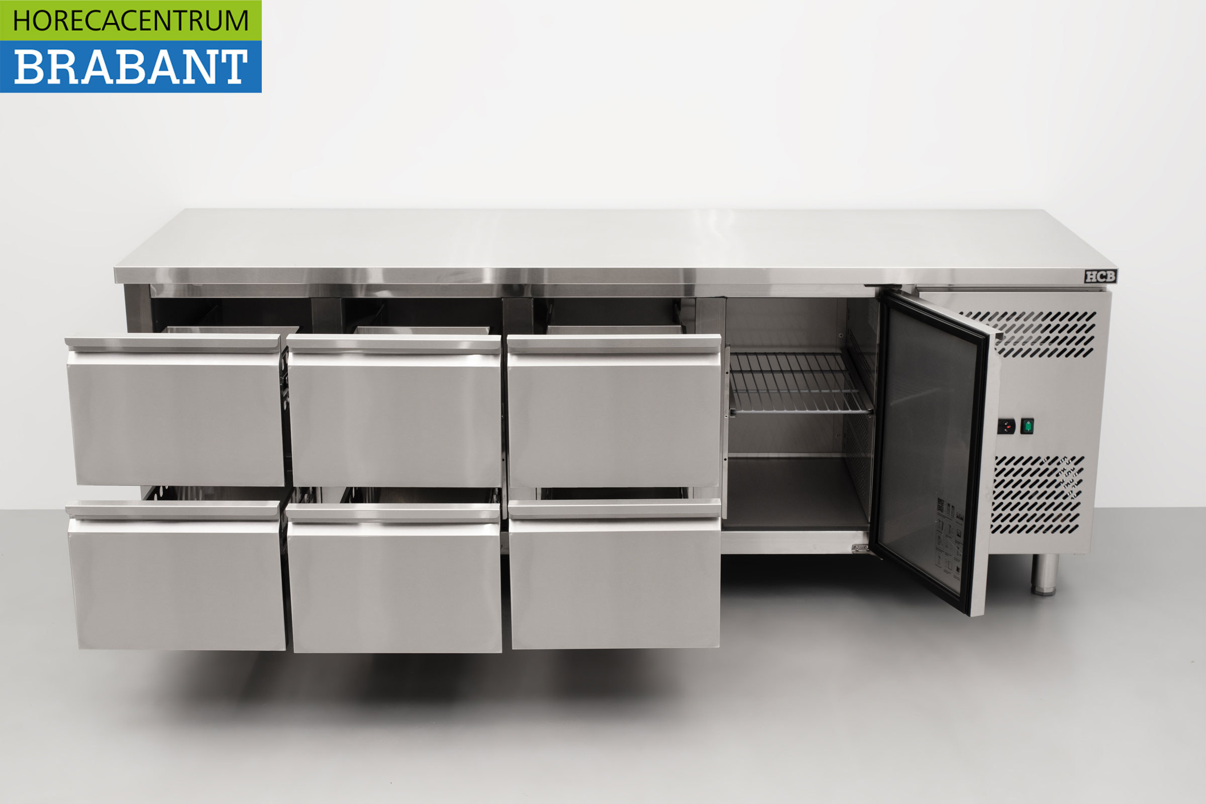 Etabli réfrigéré HCB en acier inoxydable 6 tiroirs et 1 porte 223 cm 230V Horeca – Image 4