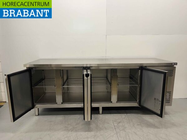 Établi réfrigéré en acier inoxydable 4 portes 223 cm 230V Horeca – Image 4