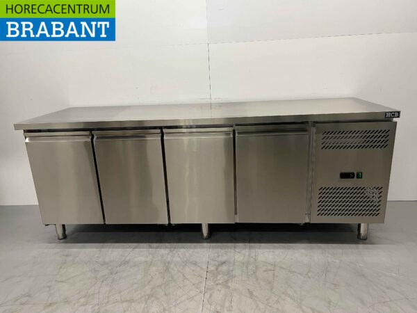 Établi réfrigéré en acier inoxydable 4 portes 223 cm 230V Horeca