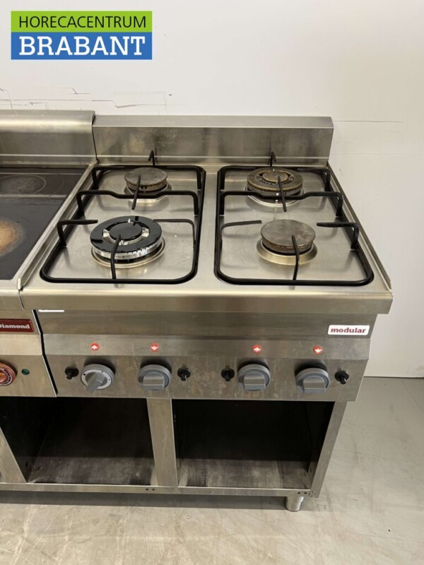 Acier inoxydable Ligne de cuisson Cuiseur de pâtes, cuiseur céramique et gazinière 240 cm Horeca – Image 8