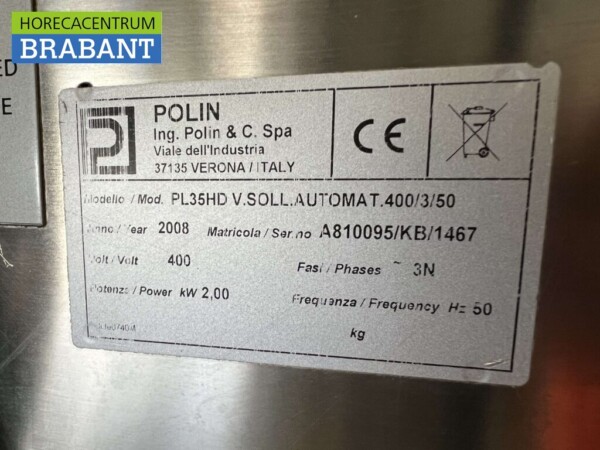 Acier inoxydable Polin Ostali PL35HD Mélangeur plan Mélangeur cuve en acier inoxydable 35 litres 400V Horeca – Image 7