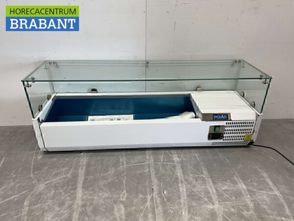 Acier inoxydable Polar G608 Vitrine de comptoir Réfrigérateur de comptoir saladière 5 x 1/4 GN 120 cm Horeca
