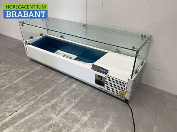 Acier inoxydable Polar G608 Vitrine de comptoir Réfrigérateur de comptoir saladière 5 x 1/4 GN 120 cm Horeca – Image 2