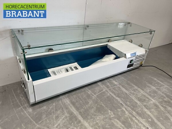 Acier inoxydable Polar G608 Vitrine de comptoir Réfrigérateur de comptoir saladière 5 x 1/4 GN 120 cm Horeca – Image 3