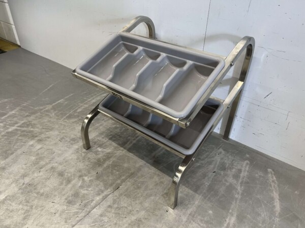 Acier inoxydable Double range-couverts porte-couverts standard avec 2 range-couverts 54 cm Restauration – Image 2