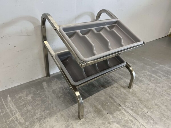 Acier inoxydable Double range-couverts porte-couverts standard avec 2 range-couverts 54 cm Restauration – Image 3