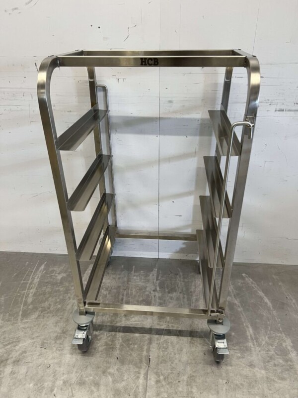 Chariot Regal en acier inoxydable pour 4 bacs à linge paniers à linge 50 x 50 cm Horeca