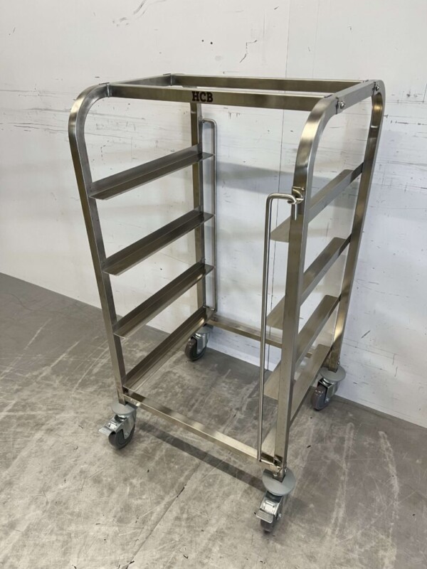 Chariot Regal en acier inoxydable pour 4 bacs à linge paniers à linge 50 x 50 cm Horeca – Image 2