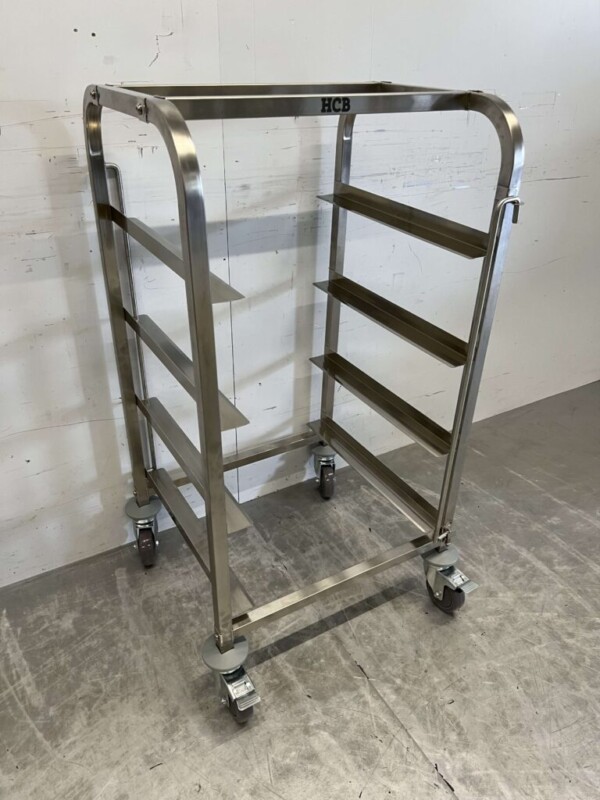 Chariot Regal en acier inoxydable pour 4 bacs à linge paniers à linge 50 x 50 cm Horeca – Image 3