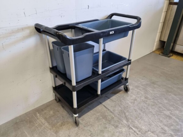 Chariot de débarras en plastique 3 étages avec 5 bacs 104 cm Restauration – Image 4