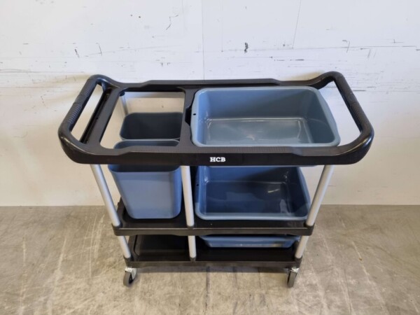Chariot de débarras en plastique 3 étages avec 5 bacs 104 cm Restauration – Image 5