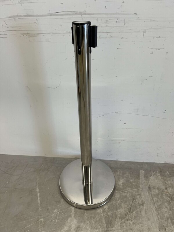 Poteau de barrière Bande de barrière argentée avec bande de traction 200 cm Horeca