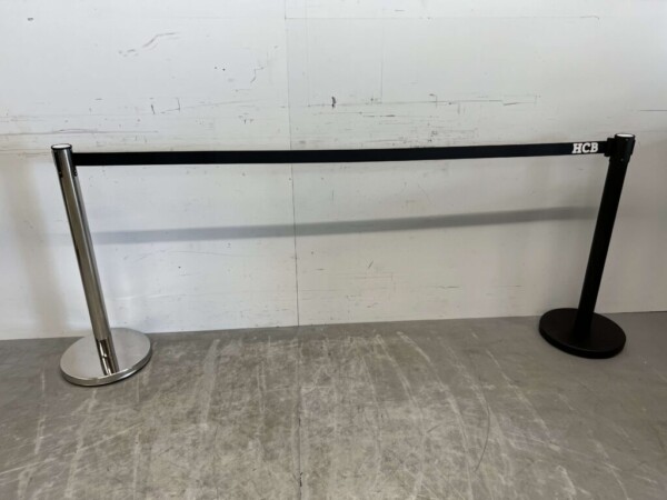 Poteau de barrière Bande de barrière argentée avec bande de traction 200 cm Horeca – Image 2