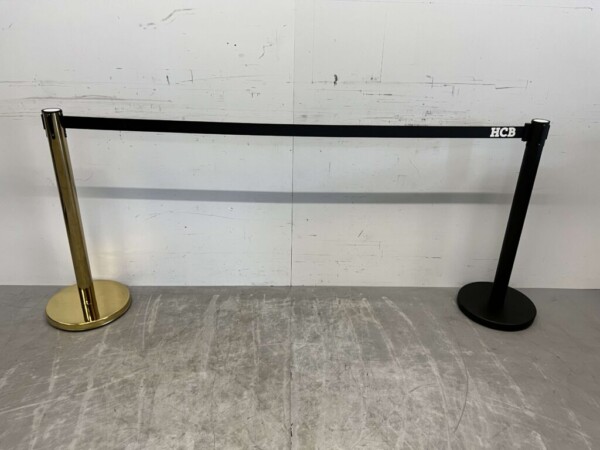 Poteau de barrière Bande de barrière or avec bande de traction 200 cm Horeca – Image 2