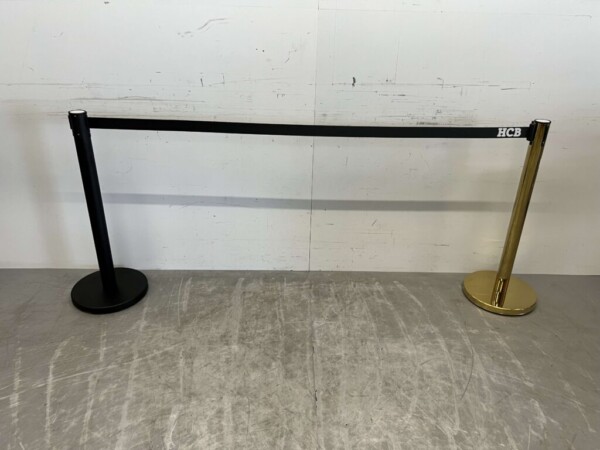 Poteau de barrière Noir avec bande de traction 200 cm Horeca – Image 3