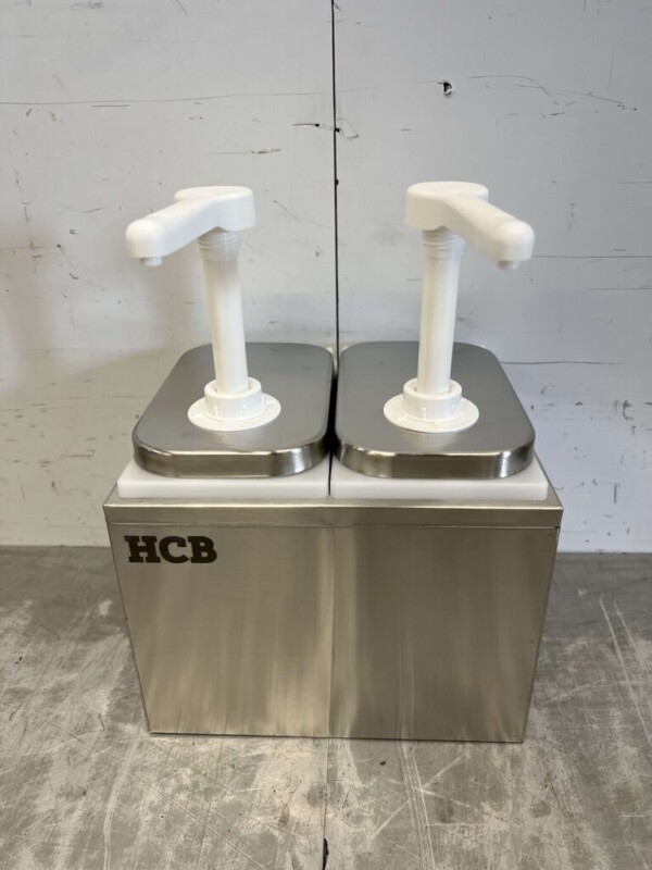 HCB inox Double Sauce Bar Sauce Pump Sauce Dispenser 2 x 2 litres Horeca