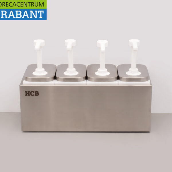 HCB inox Double Sauce Bar Sauce Pump Sauce Dispenser 4 x 2 litres Horeca