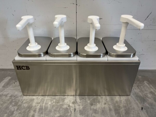 HCB inox Double Sauce Bar Sauce Pump Sauce Dispenser 4 x 2 litres Horeca