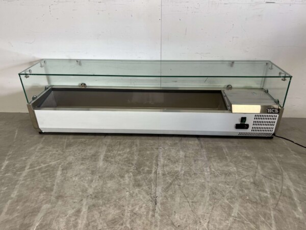 Vitrine de comptoir en acier inoxydable Vitrine de comptoir saladière 8 x 1/4 GN 160 cm Horeca