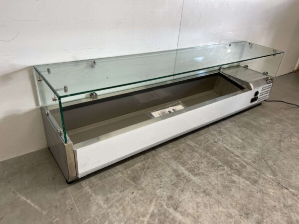 Vitrine de comptoir en acier inoxydable Vitrine de comptoir saladière 8 x 1/4 GN 160 cm Horeca – Image 3