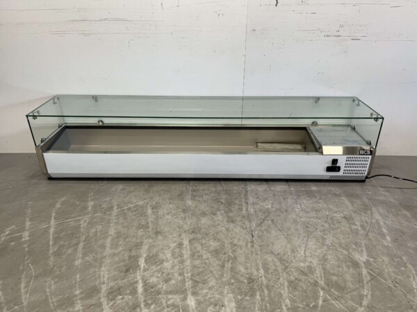 Vitrine de comptoir en acier inoxydable Vitrine de comptoir saladière 9 x 1/3 GN 200 cm Horeca