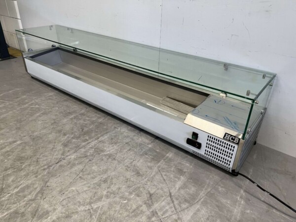 Vitrine de comptoir en acier inoxydable Vitrine de comptoir saladière 9 x 1/3 GN 200 cm Horeca – Image 2