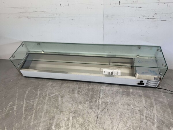 Vitrine de comptoir en acier inoxydable Vitrine de comptoir saladière 9 x 1/3 GN 200 cm Horeca – Image 5