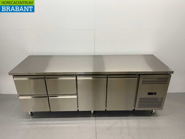 Acier inoxydable HCB Établi réfrigéré 2 portes et 4 tiroirs 223 cm 230V Horeca