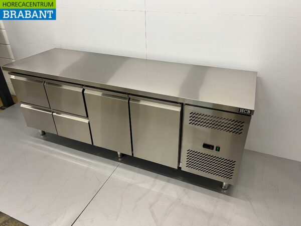 Acier inoxydable HCB Établi réfrigéré 2 portes et 4 tiroirs 223 cm 230V Horeca – Image 2