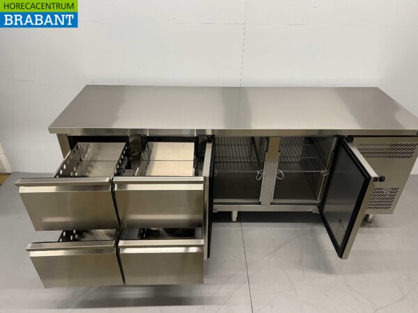 Acier inoxydable HCB Établi réfrigéré 2 portes et 4 tiroirs 223 cm 230V Horeca – Image 4