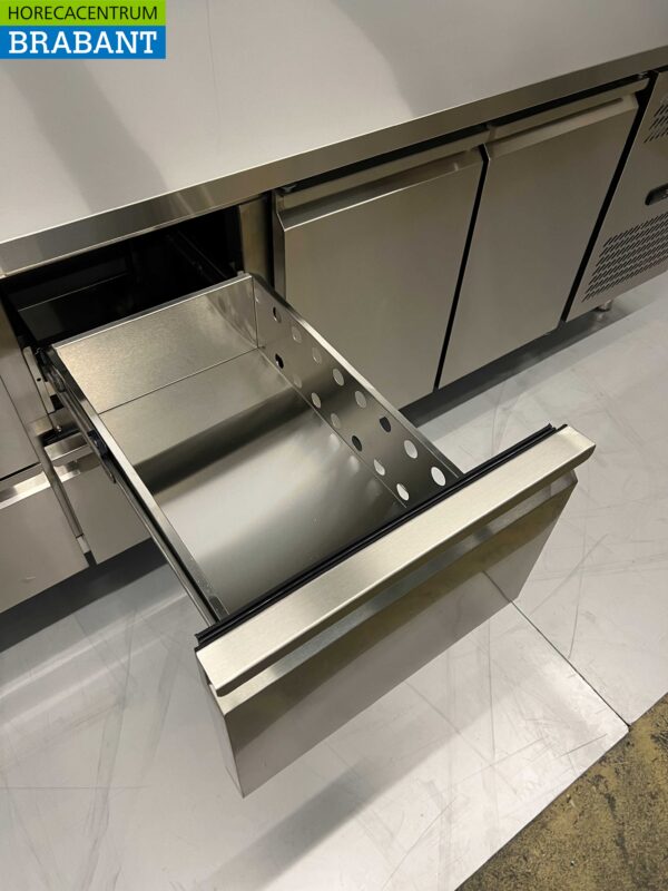Acier inoxydable HCB Établi réfrigéré 2 portes et 4 tiroirs 223 cm 230V Horeca – Image 5