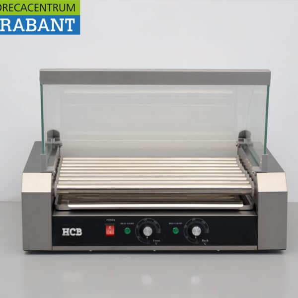 Gril à hot-dogs HCB en acier inoxydable à 9 rouleaux avec couvercle en verre, 230 V, pour la restauration
