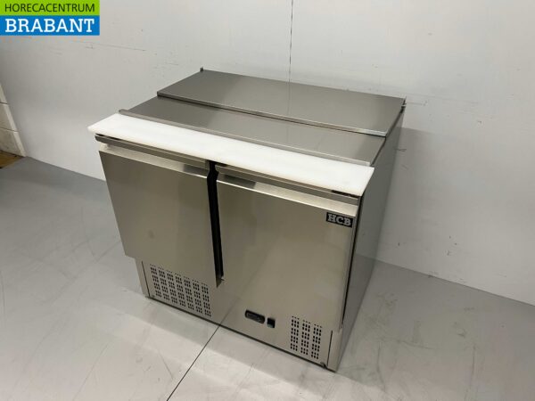 Acier inoxydable HCB Saladette Etabli réfrigéré 2 portes 1/1 GN 90 cm 230V Horeca – Image 2