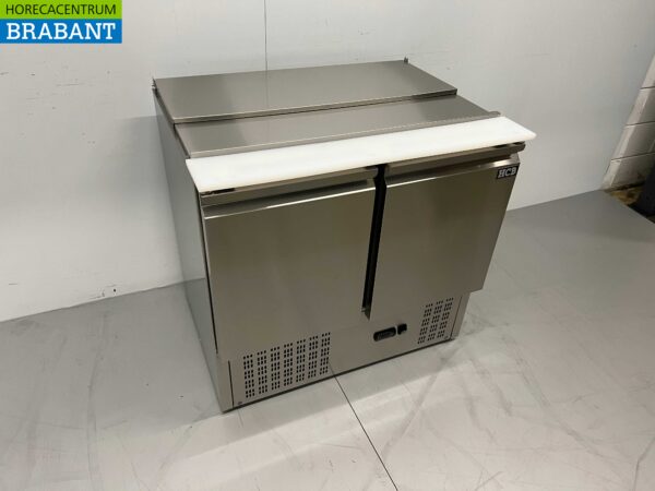 Acier inoxydable HCB Saladette Etabli réfrigéré 2 portes 1/1 GN 90 cm 230V Horeca – Image 3