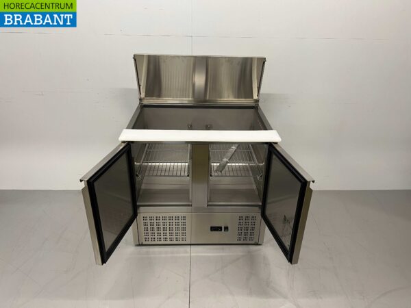 Acier inoxydable HCB Saladette Etabli réfrigéré 2 portes 1/1 GN 90 cm 230V Horeca – Image 4