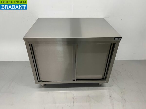 Acier inoxydable Premium-line Armoire Table de travail 2 portes coulissantes 100 cm Restauration