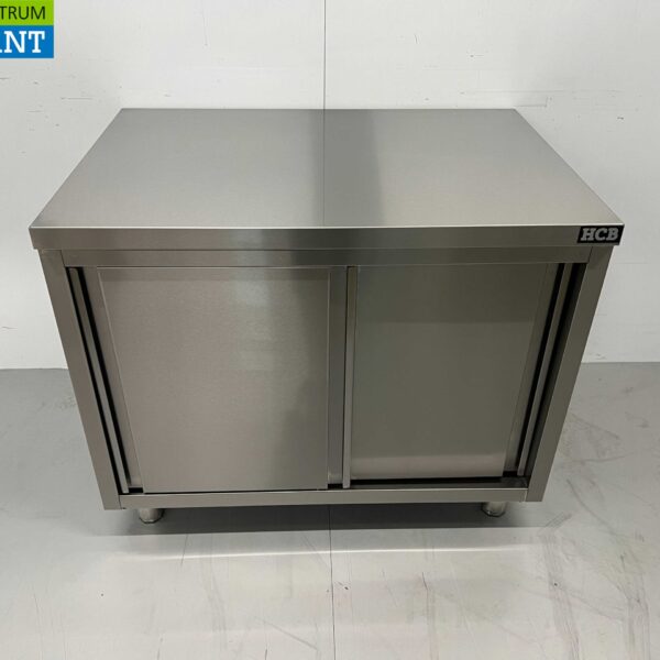 Acier inoxydable Premium-line Armoire Table de travail 2 portes coulissantes 100 cm Restauration