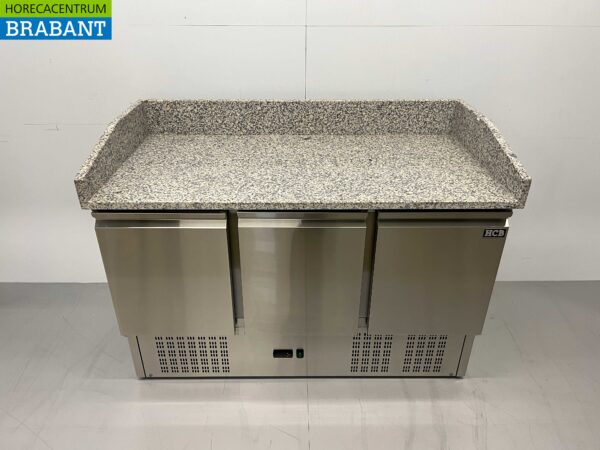 Acier inoxydable HCB Etabli à pizza Table à pizza Saladette 140 cm 230V Horeca