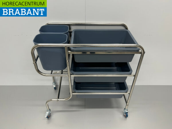 Chariot de débarras en acier inoxydable HCB Chariot comprenant 5 bacs 96 cm Horeca