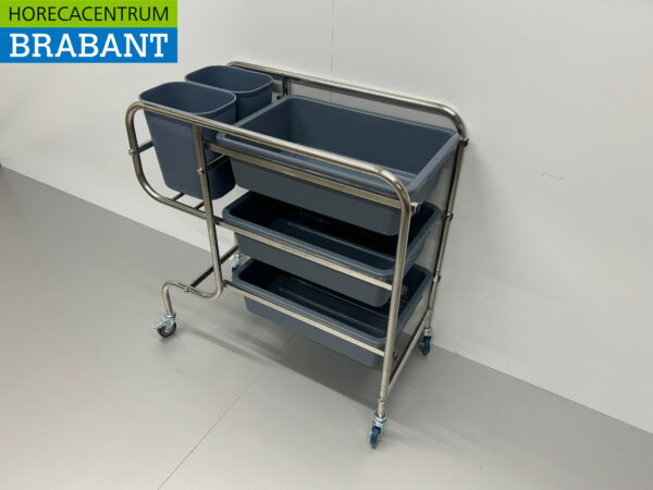 Chariot de débarras en acier inoxydable HCB Chariot comprenant 5 bacs 96 cm Horeca – Image 2